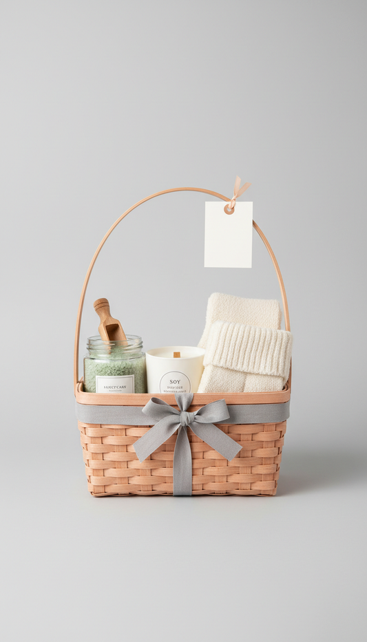 Modern self-care box with luxury bath salts